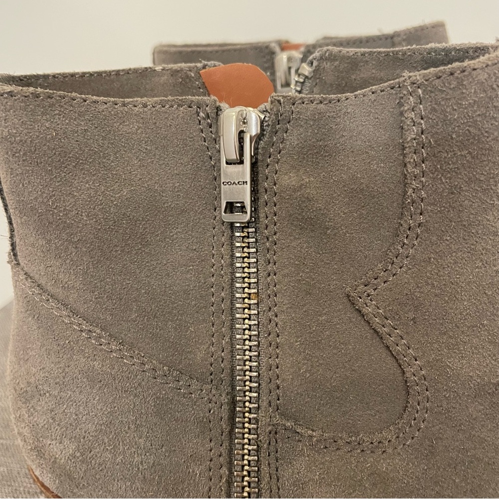 COACH Dani Suede Ankle Boot Western Style - Gray Size 8.5 - Picture 6 of 13